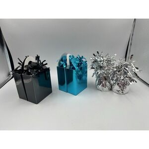 Lot of 6 Balloon Weights NEW 2 black/2 blue/2 Silver Balloon bags Party